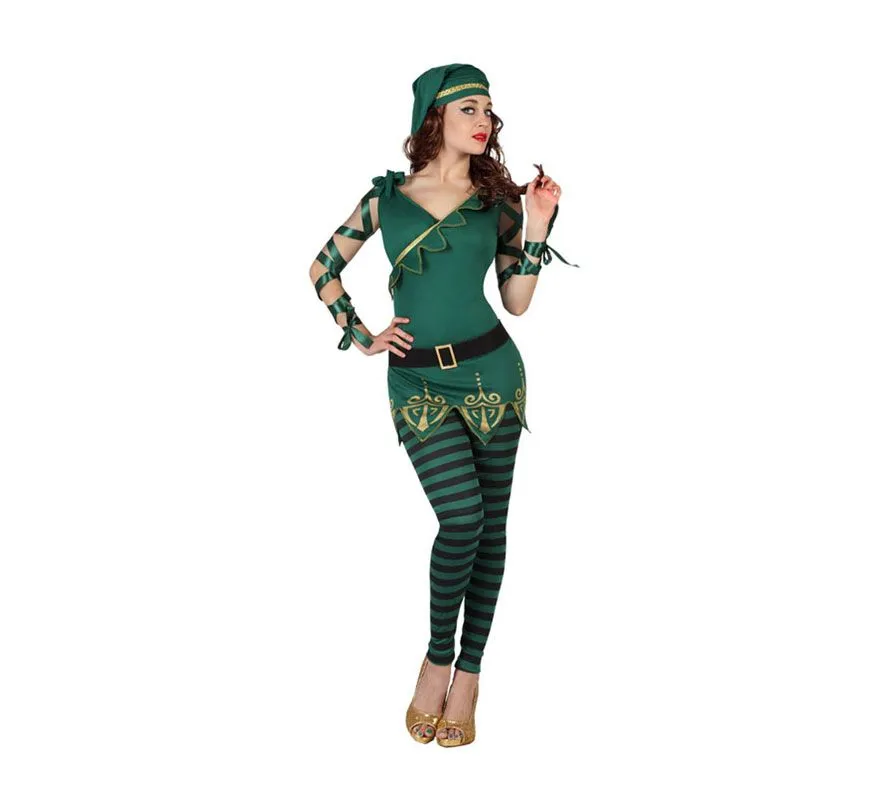 Disfraz de Duende verde de rayas para chicas talla S | Disfrazzes ...