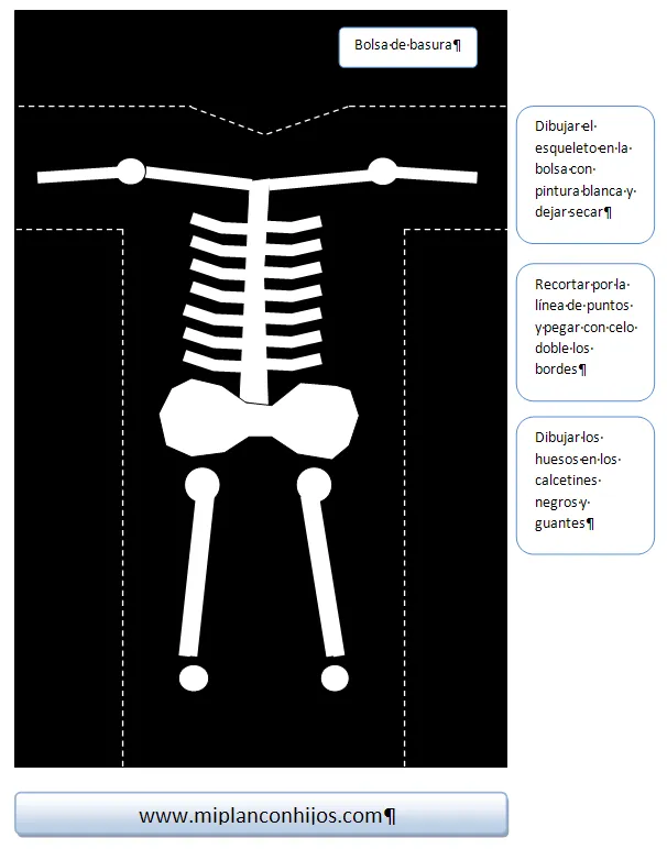 Disfraz de esqueleto casero para niños en halloween