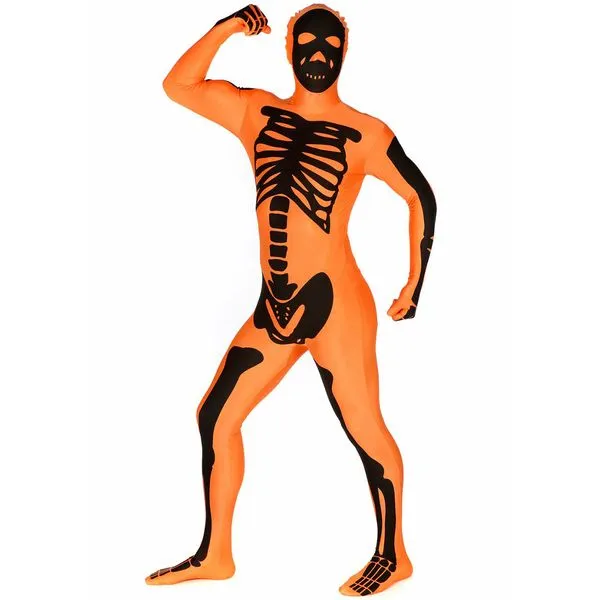 Disfraz de esqueleto naranja Morphsuit: comprar online en Funidelia.