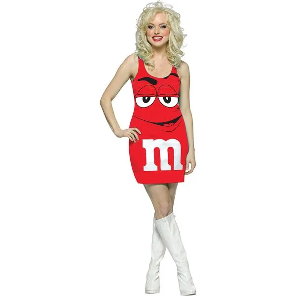 Disfraz de M&Ms Rojo vestido adulto: comprar online