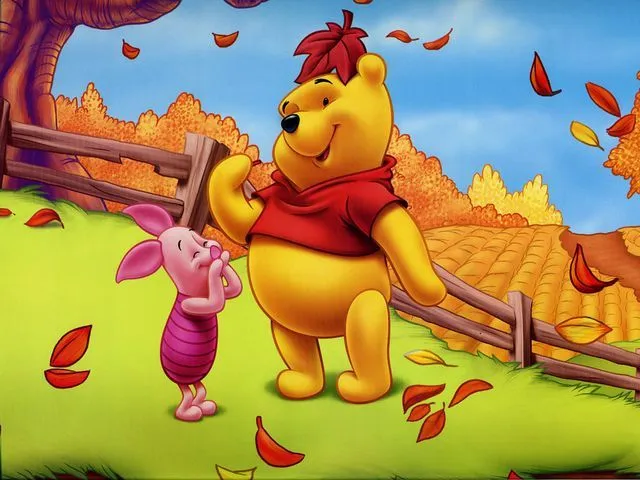 Disney Autumn Piglet and Winnie the Pooh Wallpaper - Puzzles-Games ...