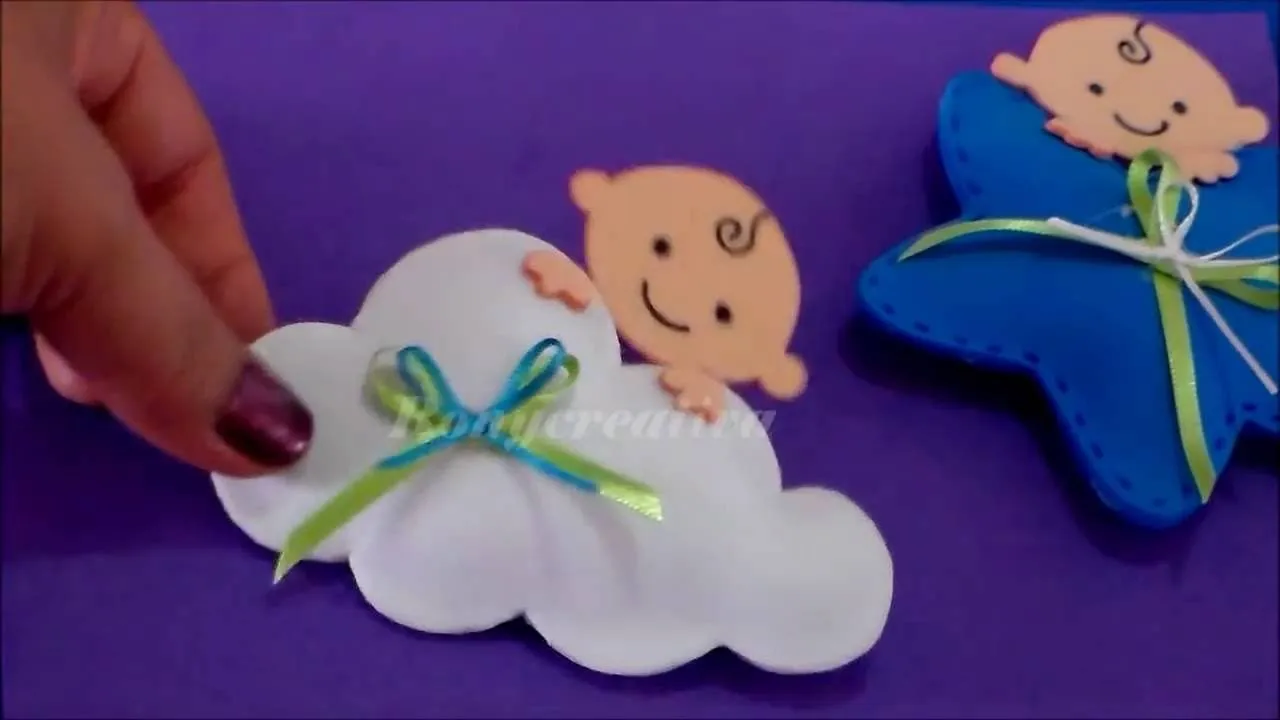 Distintivos para Baby Shower - Bebe con luna, nube o estrella en 3D /  manualidades faciles - YouTube