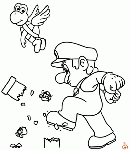 Divertidas dibujos de Mario Bros para colorear para niños