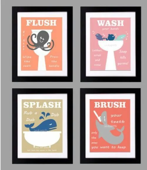 divertidos cuadros para baño de niños | Baño | Pinterest