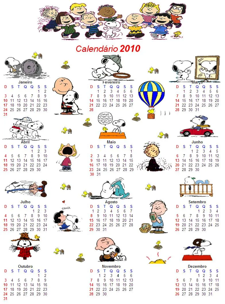 ... dividir o mundo mágico da sala de aula....: Calendário 2010 - Snoopy