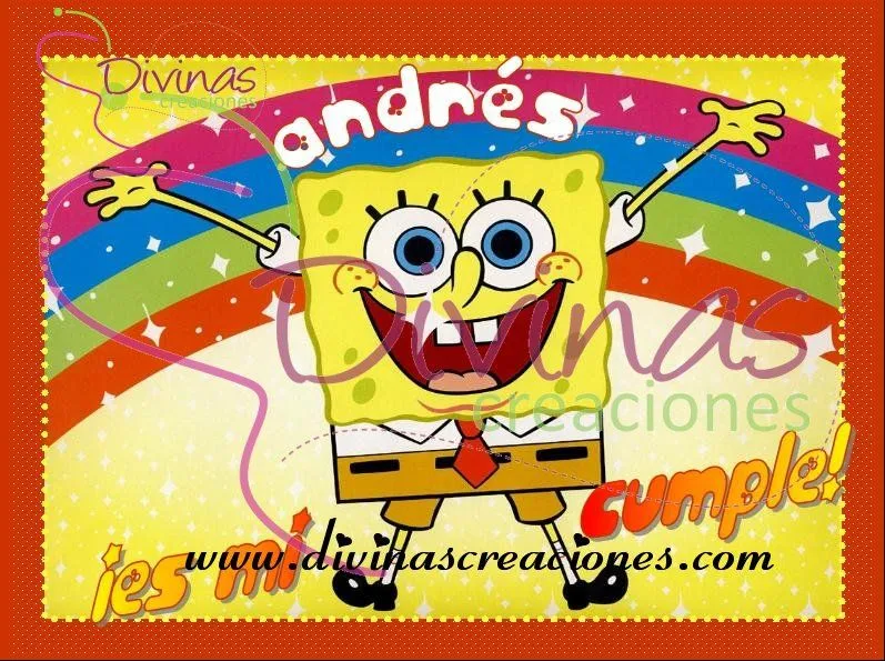 Divinas Creaciones: ~ Invitación Bob Esponja Arcoiris