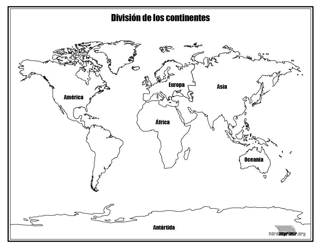 División de los continentes con nombres para imprimir | mapa mundi ...