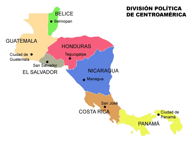 División política de América Central 2007 - Tamaño completo