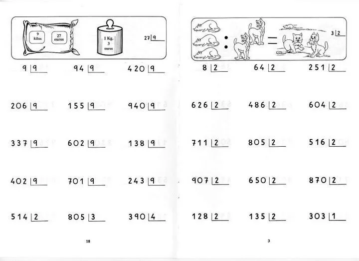 Divisiones por una cifra para imprimir | Fichas de primaria