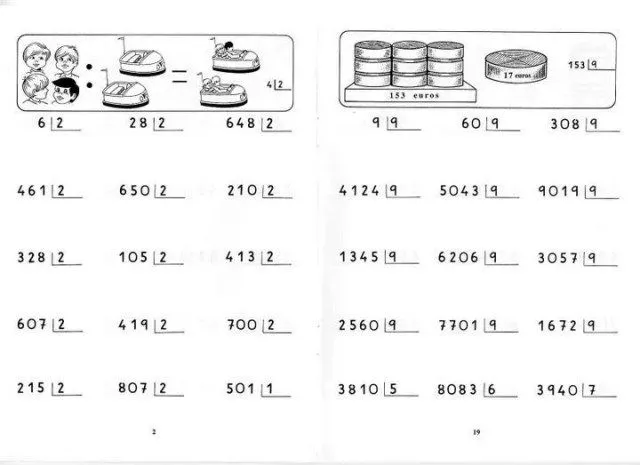 Divisiones por una cifra para imprimir | Fichas de primaria