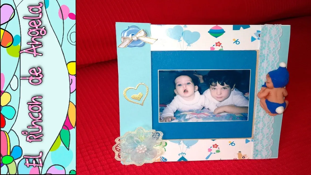 DIY Como decorar un marco de fotos, de bebe con la técnica embossing .  Ideas baby shower bautizos. - YouTube