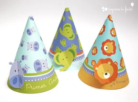 Items similar to DIY Gorros de Cumpleaños / Colección Animales de ...