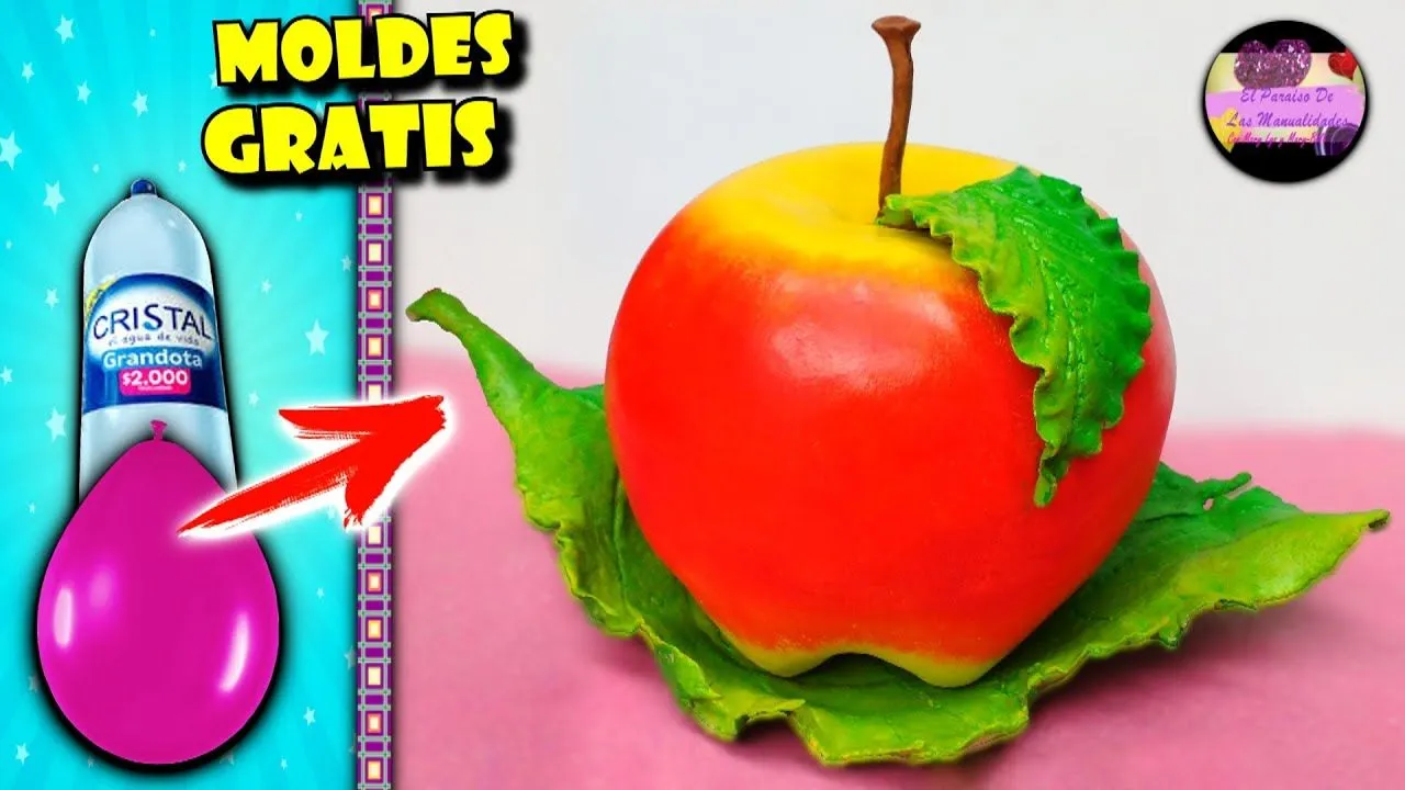 Diy Manzana gigante decorativa en 3D adornada con una hoja de árbol grande  con material reciclable - YouTube