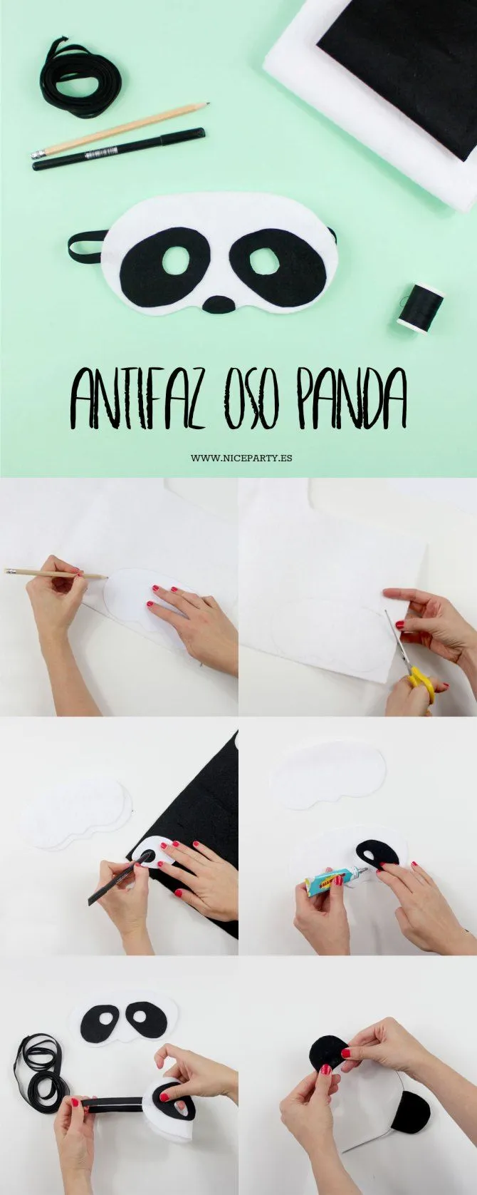 DIY máscara de oso panda para niños y mayores