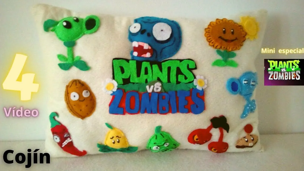 DIY PLANTAS VS ZOMBIES Cojín de Fieltro con personajes de plantas vs zombies  paso a paso - YouTube