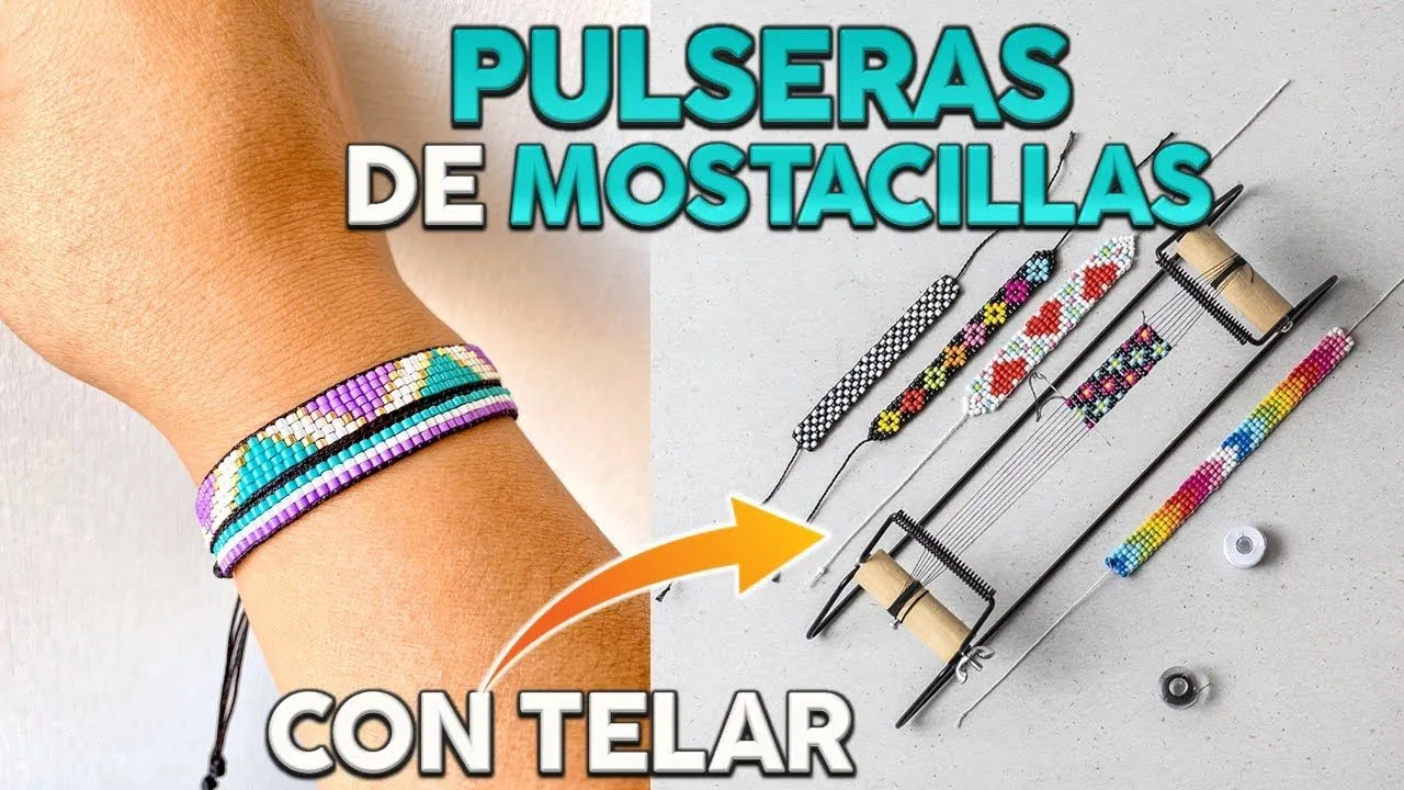 DIY COMO HACER UNA PULSERA O BRAZALETE EN TELAR CON MOSTACILLAS O CHAQUIRAS  / BISUTERIA BASICA / DIY - YouTube