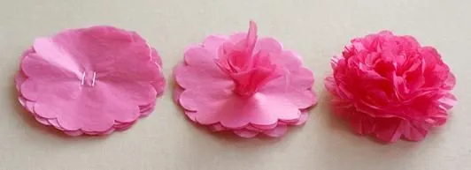 DIY tissue paper flowers. Use a 3.5 inch scallop flower template ...