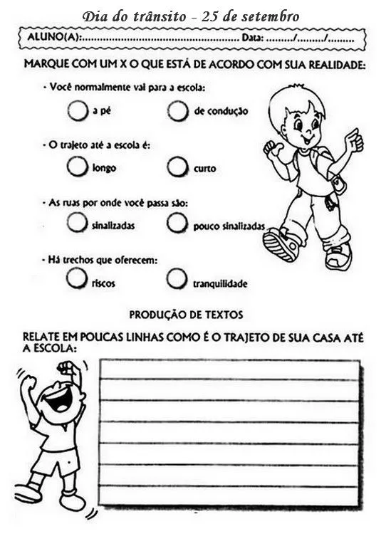 DIA DO TRÂNSITO ATIVIDADES EXERCÍCIOS DESENHOS COLORIR IMPRIMIR II ...