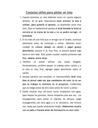 Documento Cosejos utiles para pintar en tela - grupos.