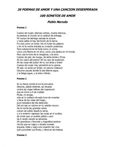 Documento Pablo Neruda - 20 poemas de amor - grupos.