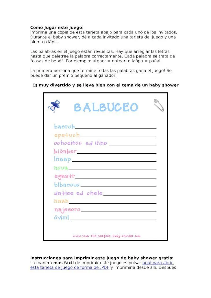 DOCX) Juegos Baby Shower - DOKUMEN.TIPS