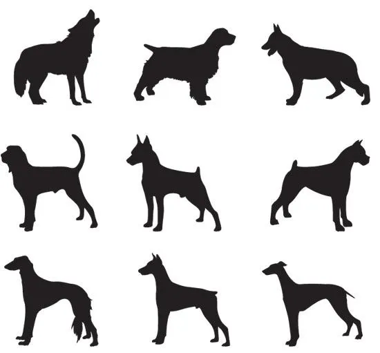 Dog silhouettes vector shapes