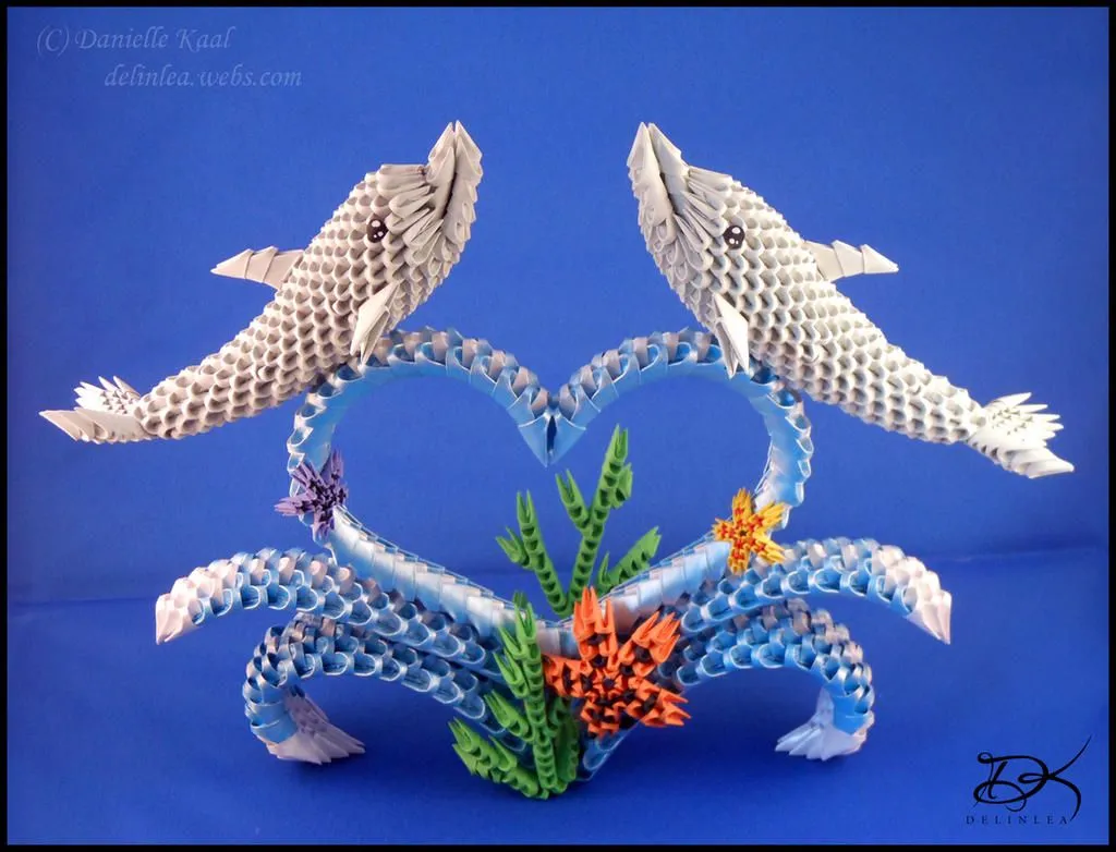 Dolphins - 3D Origami - by Delinlea on DeviantArt