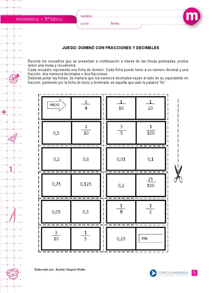 Domino Division Fracciones 7º | PDF