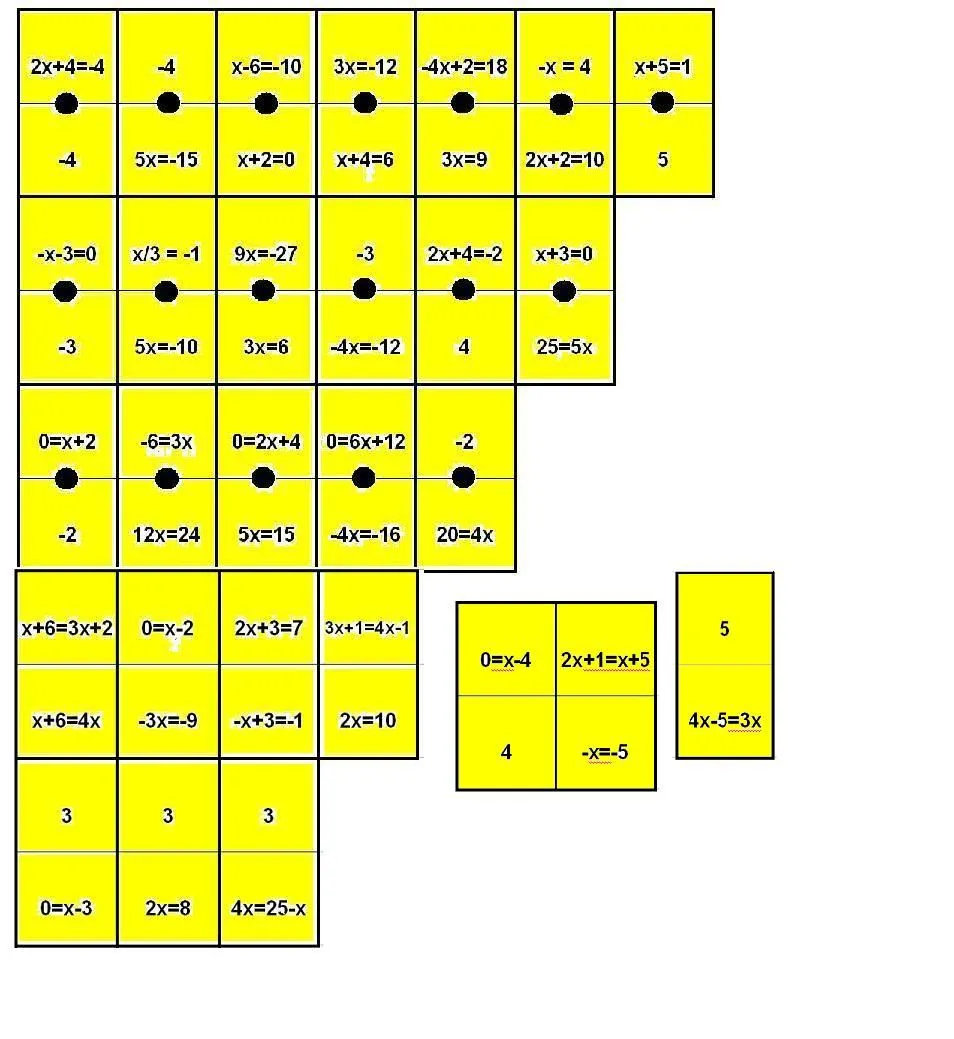 DOMINÓ DE ECUACIONES DE PRIMER GRADO | Juegos y matemáticas
