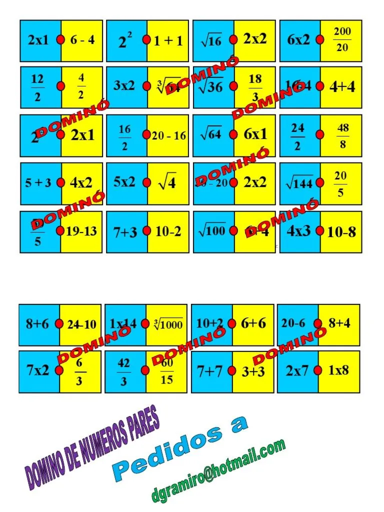 Domino de Operaciones Combinadas Pares | PDF