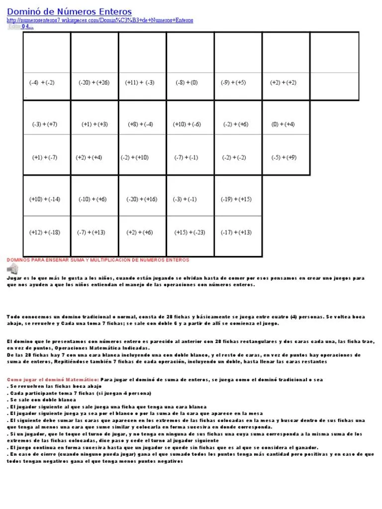 Domino de Suma de Enteros | PDF | Entero | Números