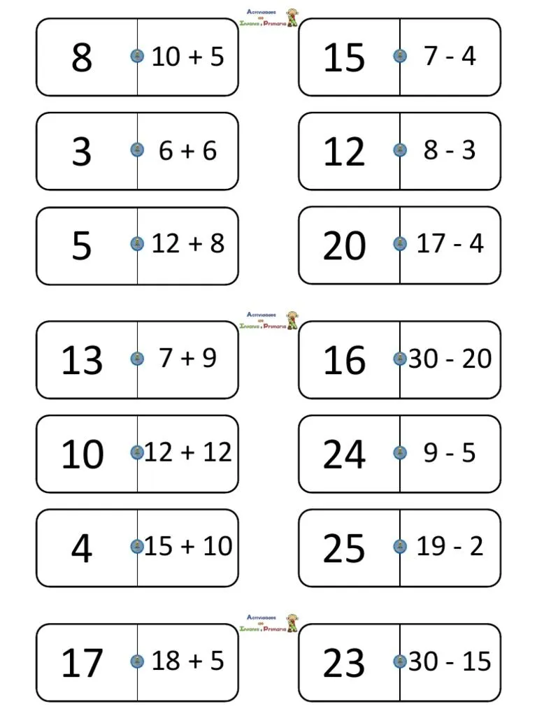 Domino Sumas y Restas | PDF