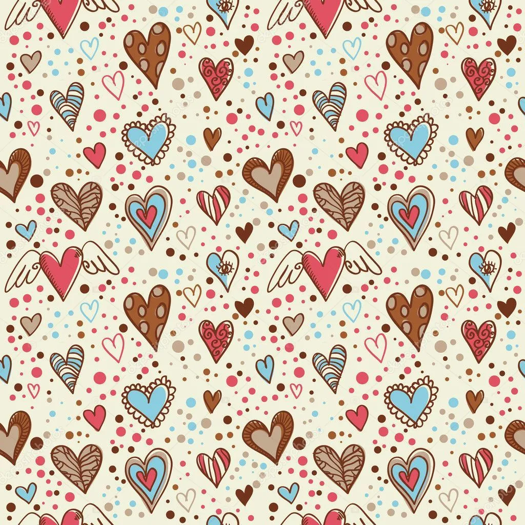 doodle lindo fondo de pantalla de corazones inconsútil — Vector ...