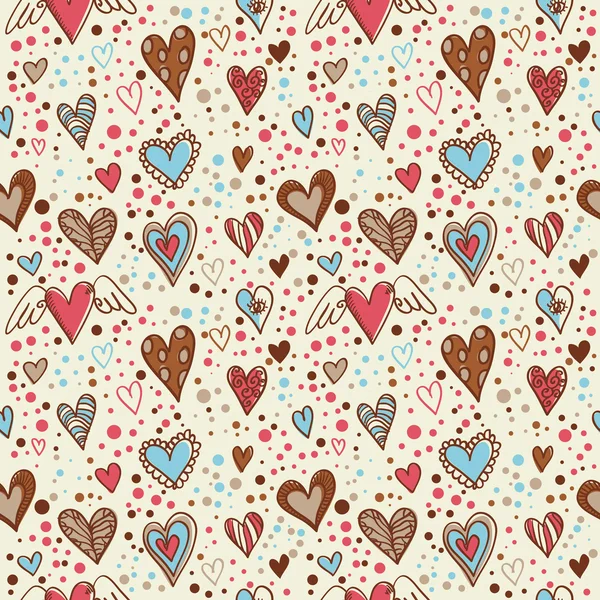 Doodle lindo fondo de pantalla de corazones inconsútil — Vector ...