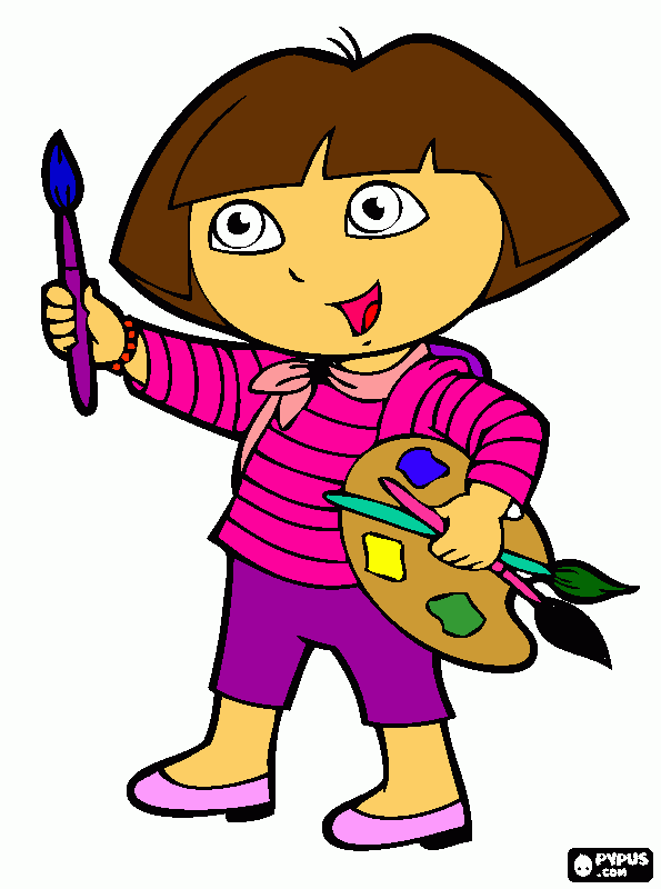 DORA LA PINTORA para colorear, DORA LA PINTORA para imprimir