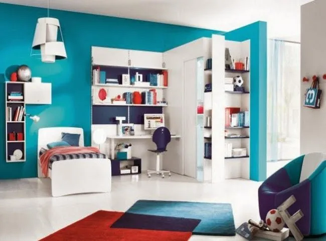 Dormitorio en azul y rojo para niño - Dormitorios colores y estilos