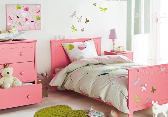 Dormitorio rosa y blanco para niñas - Dormitorios colores y estilos