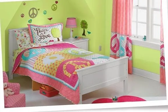 Dormitorios para niña en rosa y verde limón - Dormitorios colores ...