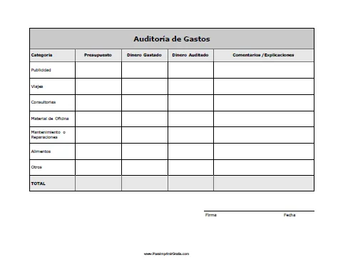 Hoja de Gastos - Para Imprimir Gratis - ParaImprimirGratis.