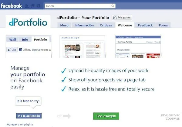 dPortfolio – Aplicación Facebook para crear un portafolio de ...