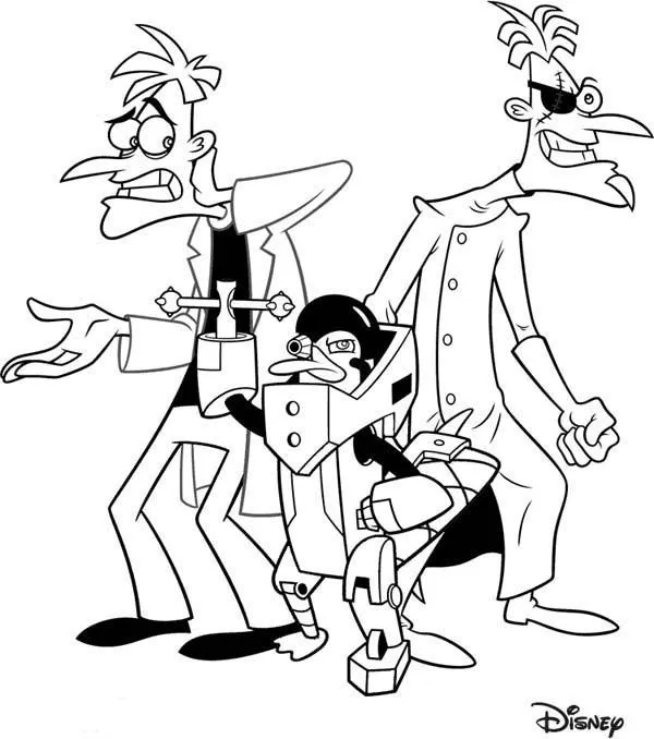 Dr Doofenshmirtz and his Creation in Phineas and Ferb Coloring ...