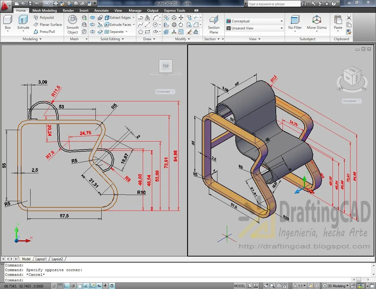 DraftingCAD: Silla