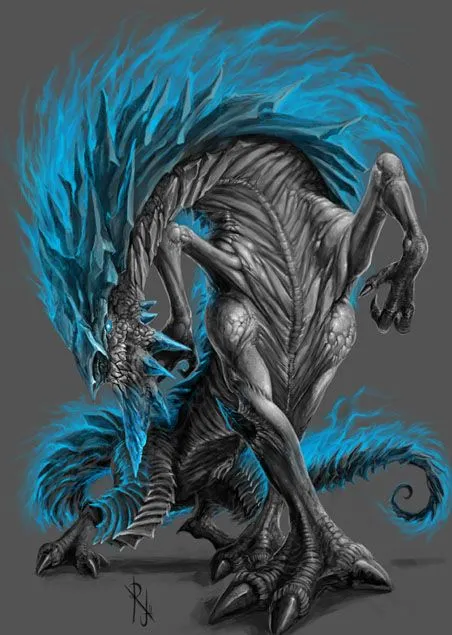 dragon de llamas azules by rjaart on DeviantArt