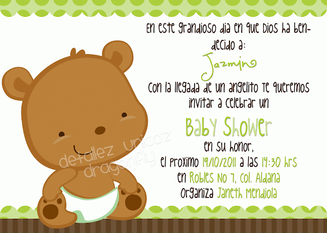 Dragonfly Detallez Unicoz: Invitaciones para Baby Shower