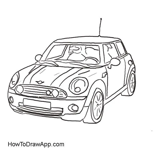 drawing of the mini cooper car | Coloring pages | Pinterest