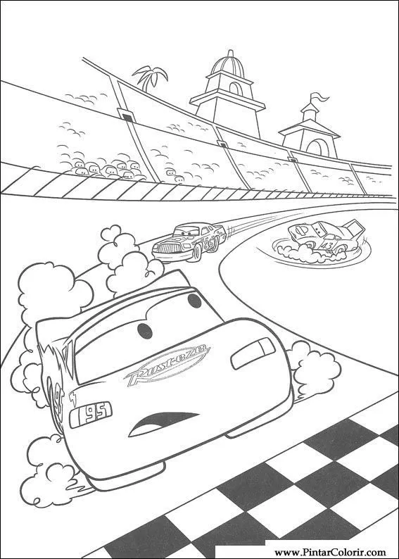 Drawings To Paint & Colour Lightning Mcqueen - Print Design 096