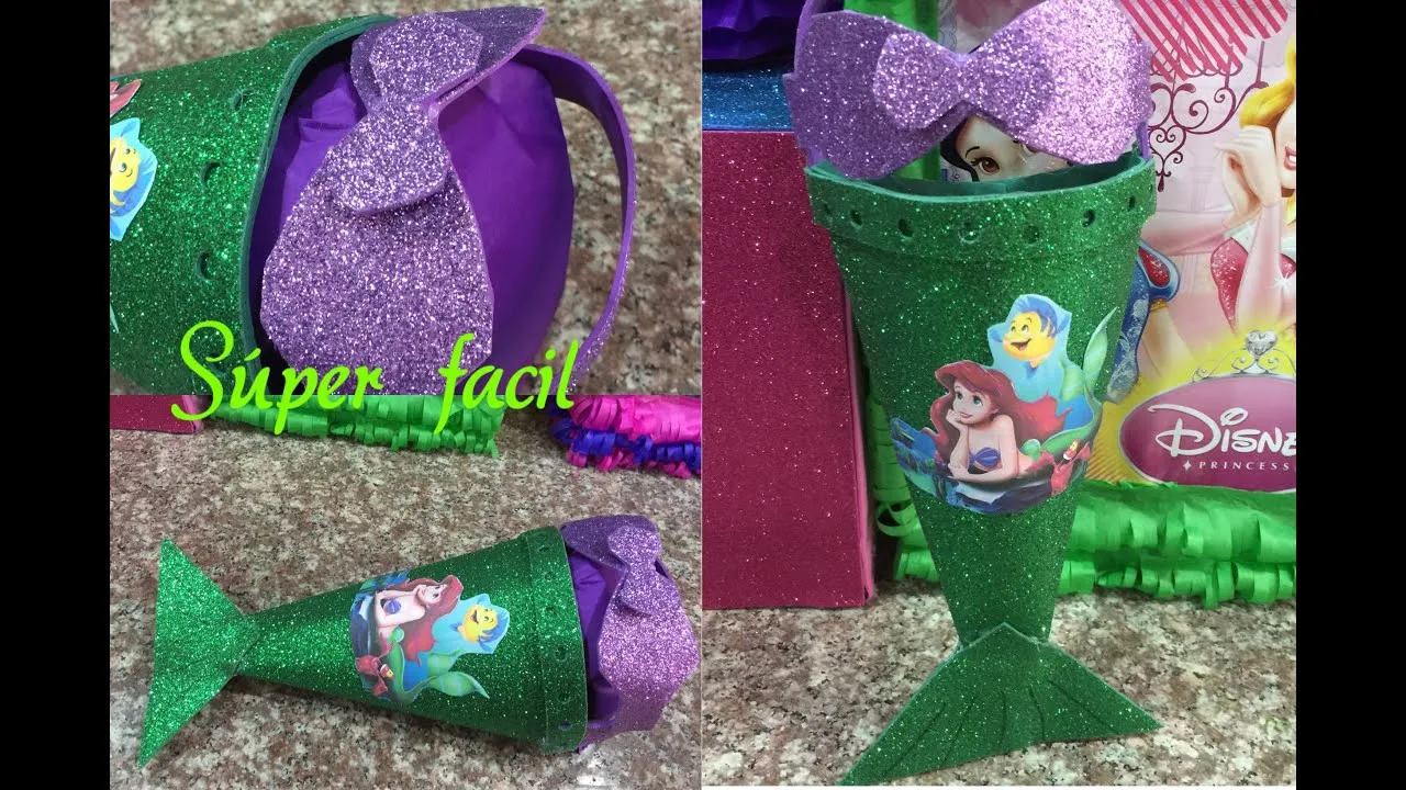 Dulcero fácil, lindo y original de la Sirenita, birthday bag - YouTube