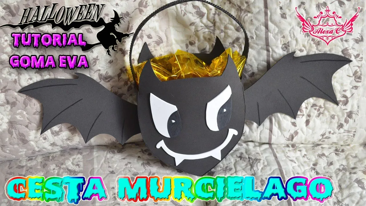 Dulcero de murciélago en goma eva para Halloween - Manualidades en Goma Eva y Foami