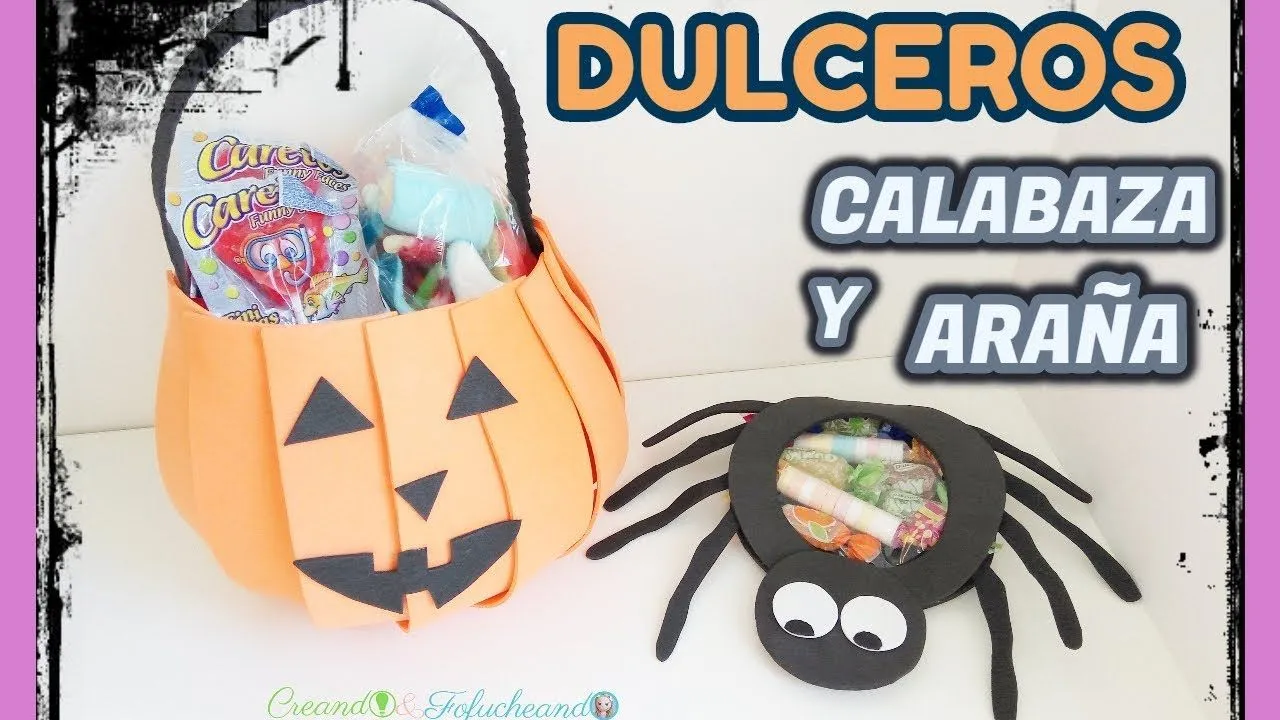 Cómo Hacer Dulceros de Calabaza y Araña para Halloween en Goma eva - YouTube
