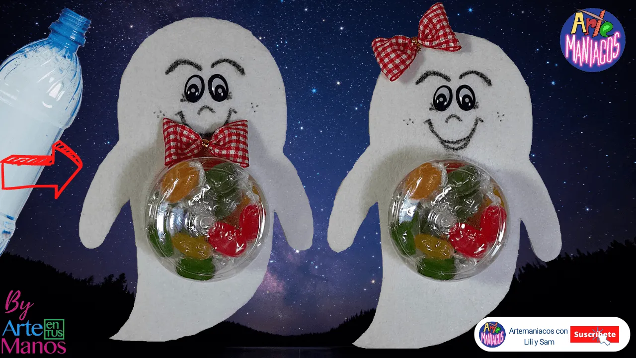 Dulceros Para Halloween, Fantasmitas en Fieltro o Foami - Arte en Tus Manos con Lili y Sam